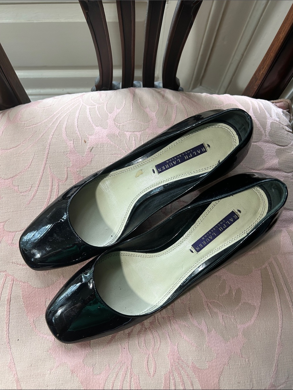 Ralph Lauren Black Patent Leather Women's Pumps - Classic Rounded Toe